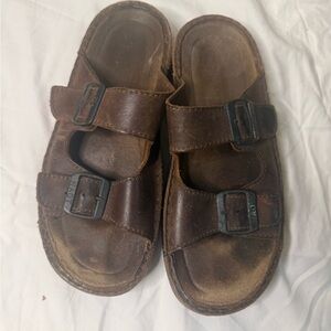 Naot Dark Brown Leather Sandals s39 grandma core vintage leather casual beach